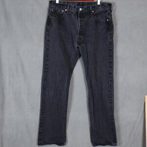 Levis 501 Jeans Mens 36x34 (Fits 34x33) Black Straight Modern Classic Button Fly